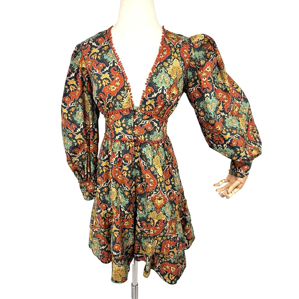 Trish Scully Fall Coralie Dress Floral Ruffle boho Small Cottagecore